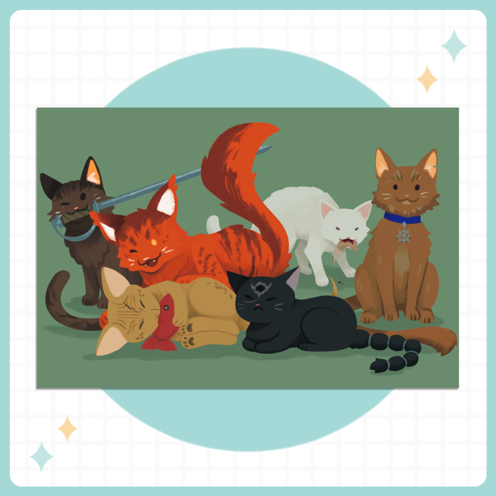 Baldur's Cats Postcard Print