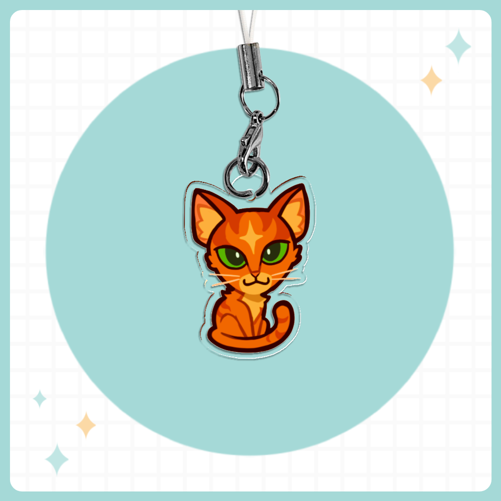 Fire Cat Acrylic Phone Charm