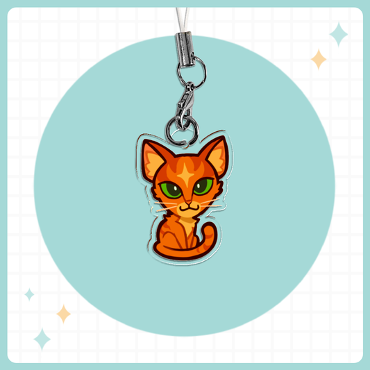 Fire Cat Acrylic Phone Charm