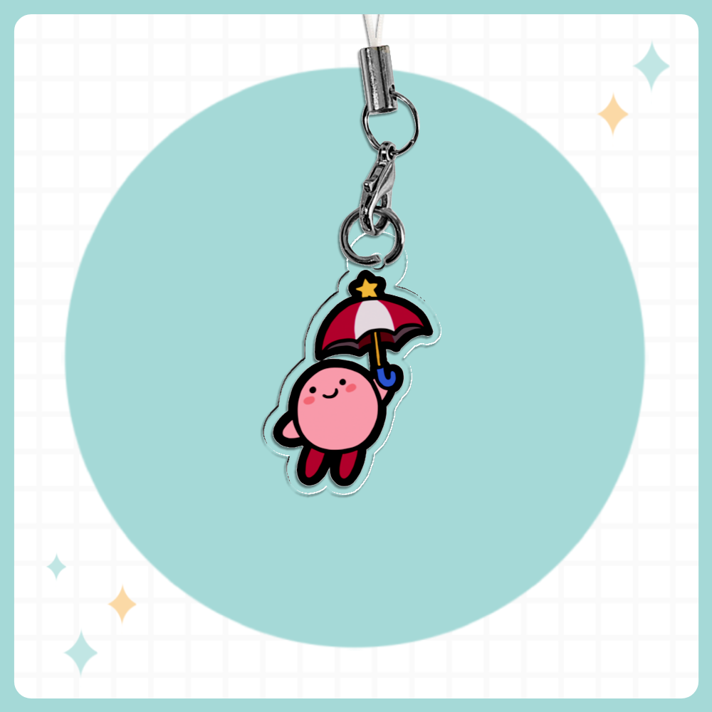 Kirb Umbrella Acrylic Phone Charm