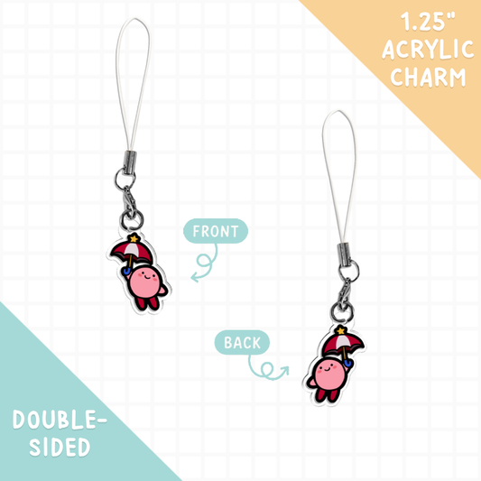 Kirb Umbrella Acrylic Phone Charm