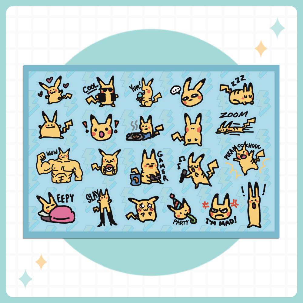Pika Doodles Sticker Sheet
